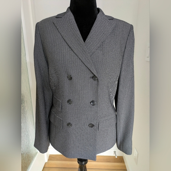 Alfani Women's Double Breasted Button Blazer Suit Jacket Gray Size 12 EUC - Picture 1 of 9